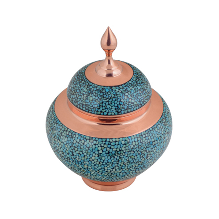 AGHAJANI Handicrafts Turquoise inlaying sugar/ candy pot dish, Apple Model, code F161 