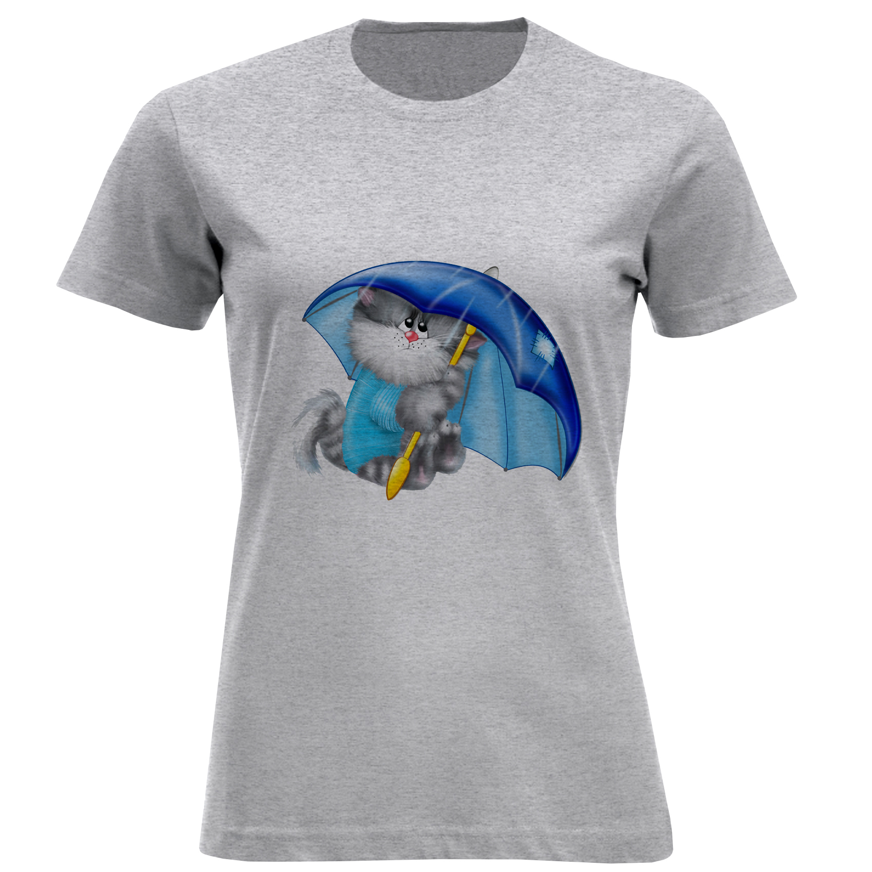 تی شرت آستین کوتاه زنانه مدل گربه وچتر D991