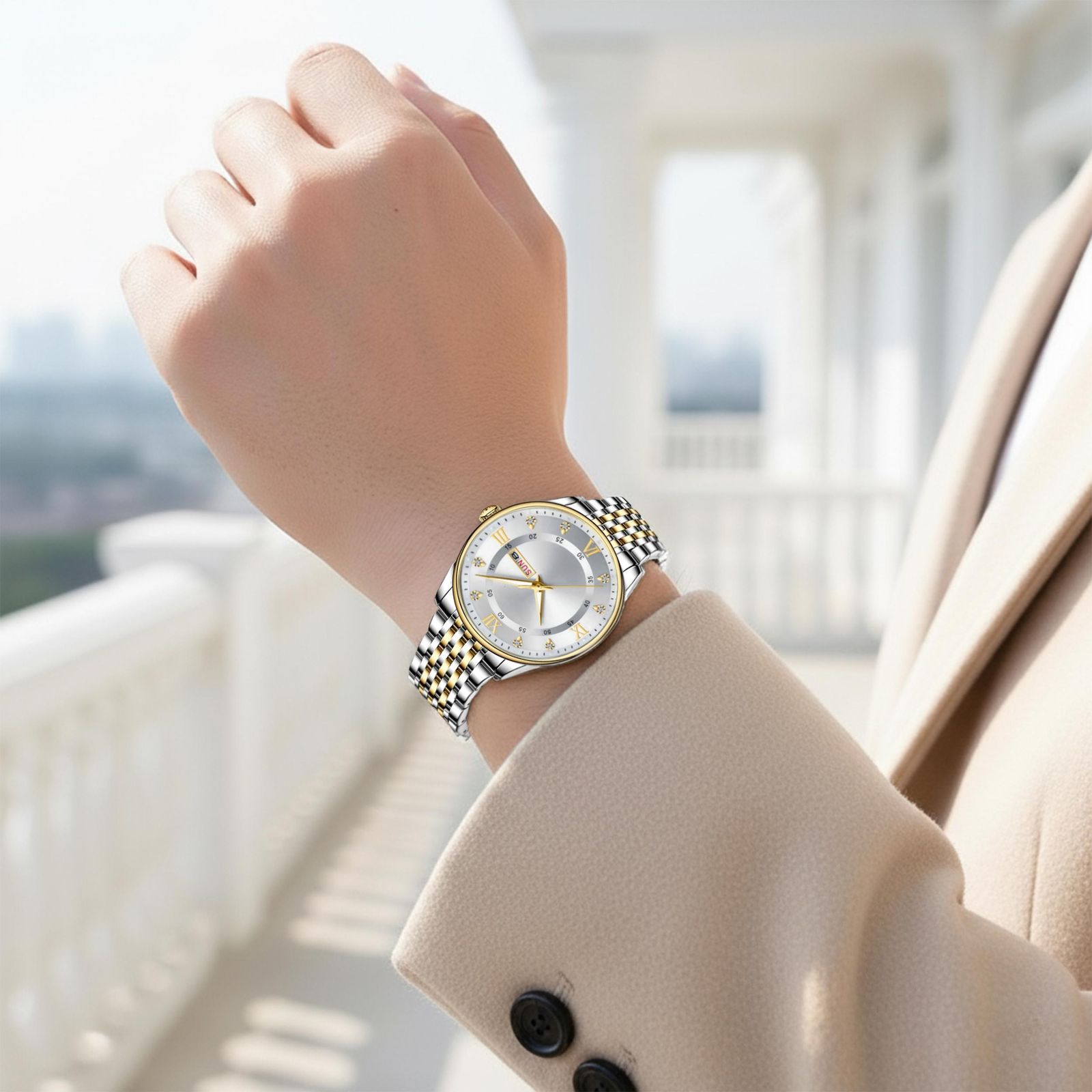 ساعت مچی عقربهای مردانه کوارتز مدل تک موتوره بند استیل کد 1 - - 2