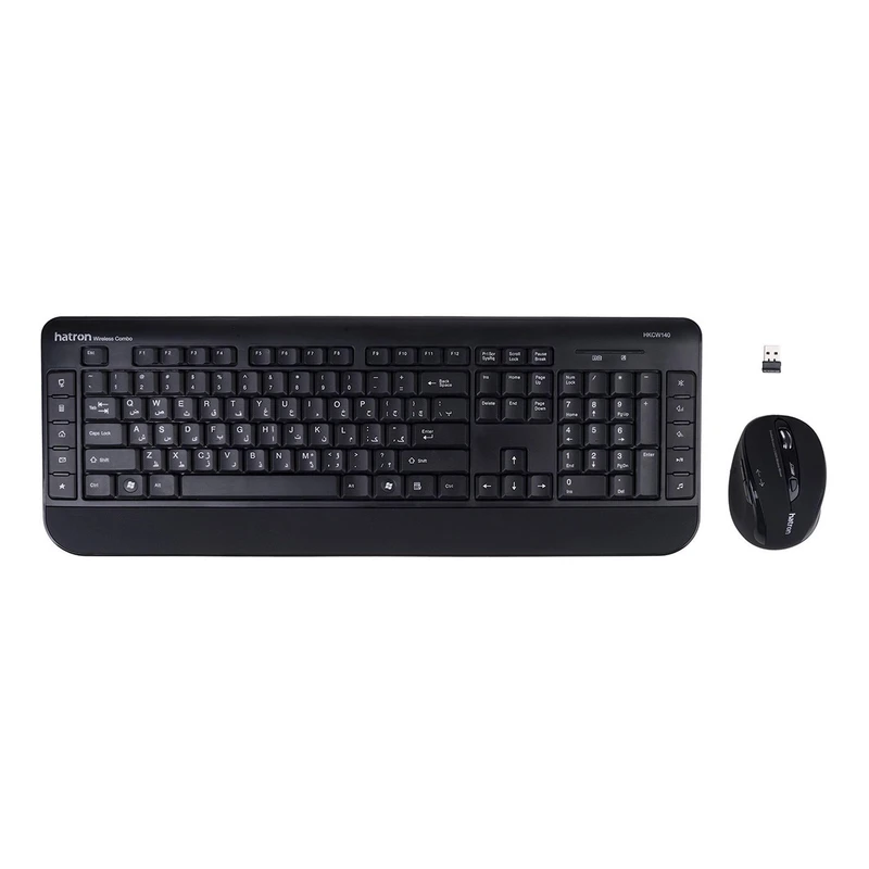 کیبورد و ماوس بی سیم هترون مدل HKCW140، سوییچ ممبران، Full-Size