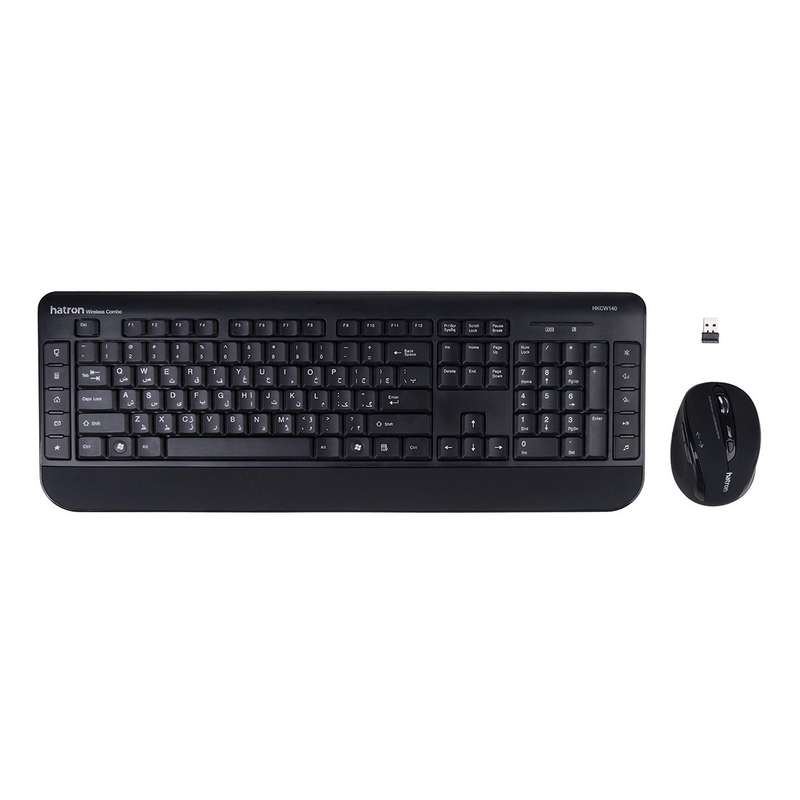 کیبورد و ماوس بی سیم هترون مدل HKCW140، سوییچ ممبران، Full-Size