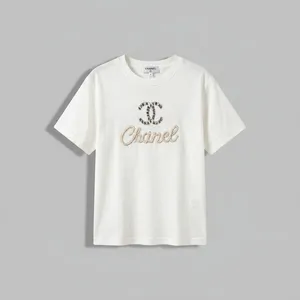 Girls' Cotton Single-Jersey Rhinestone T-Shirt Set, Leon Model