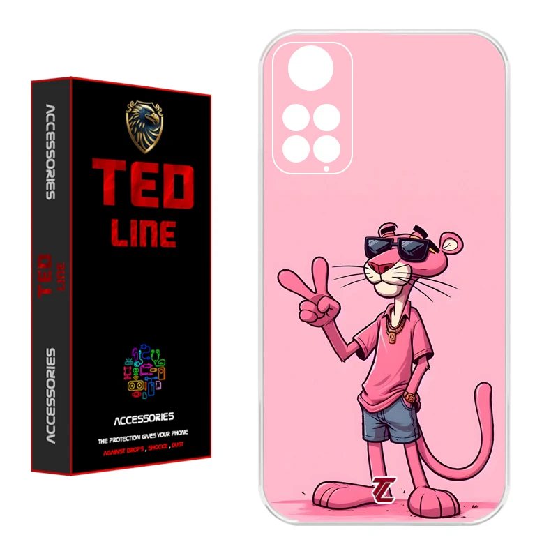 کاور تد لاین طرح پلنگ صورتی کد 1110 مناسب برای گوشی موبایل شیائومی Redmi Note 11S / Note 11 4G