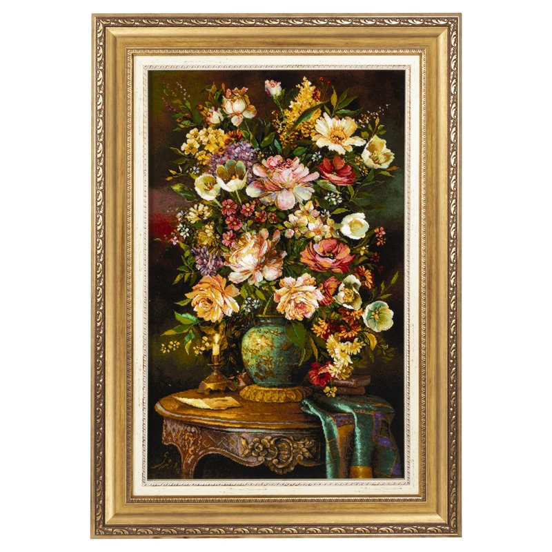 تابلو فرش دستباف سی پرشیا طرح گل در گلدان کد 904234