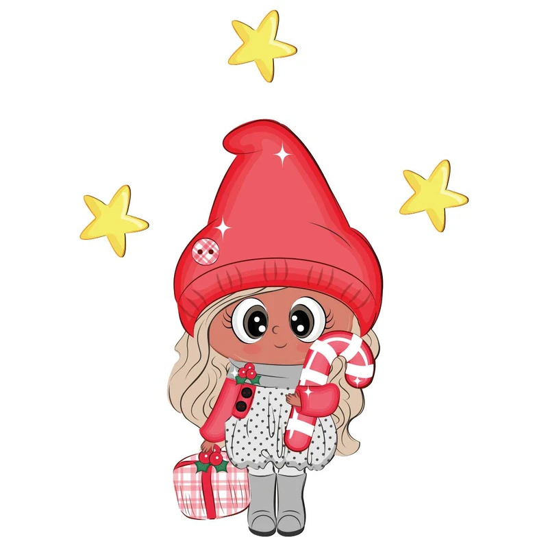 استیکر چوبی کودک باروچین مدل دختر مهربان کد 6064 مجموعه 4 عددی