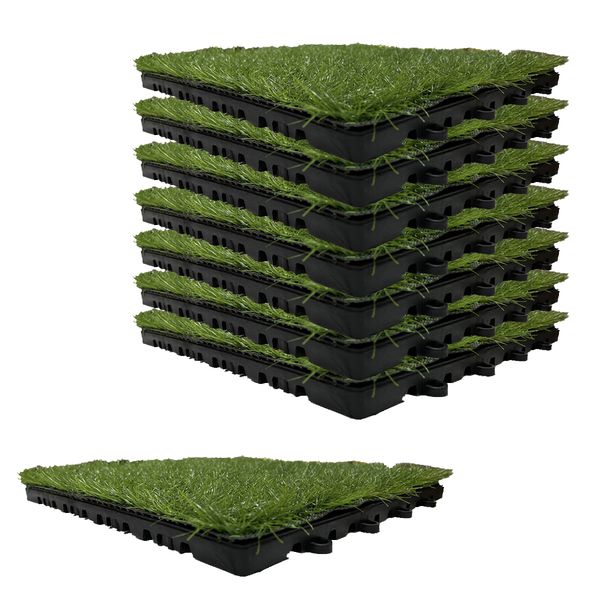 کفپوش مدل تایل چمن مصنوعی زمرد سایز 30x30 سانتی متر بسته 8 عددی