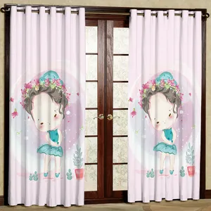 پرده مدل دختر و گلدون هازان پانچی کد 4183 سایز 140x200 سانتی متر