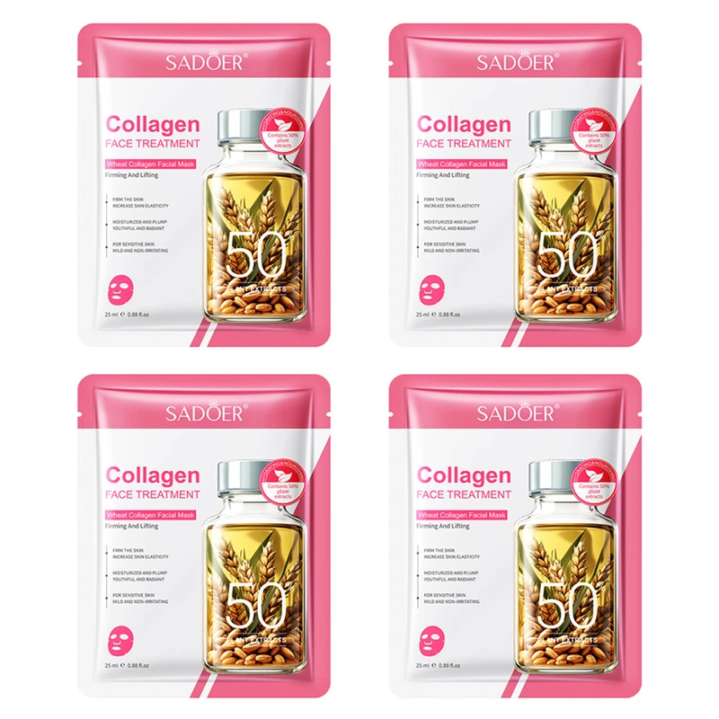ماسک صورت سادور مدل کلاژن با عصاره جوانه گندم و زیتون مناسب برای انواع پوست وزن 25 گرم بسته 4 عددی