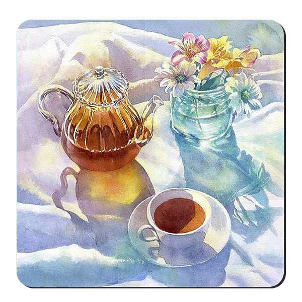 زیر لیوانی طرح چایی و گلها کد nzl751