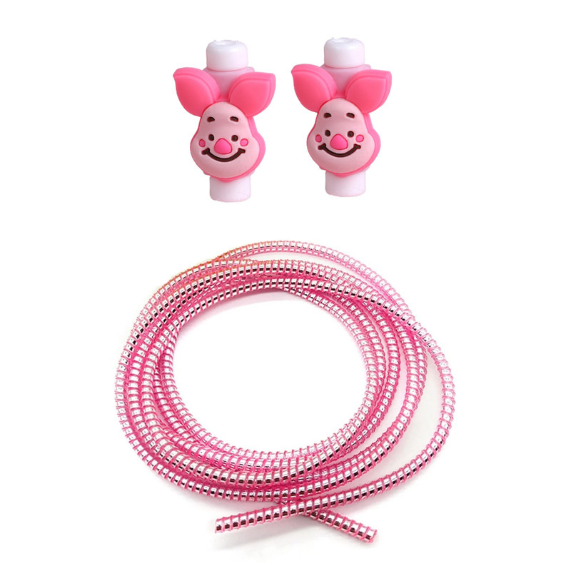 محافظ کابل شارژ و هندزفری طرح خوک مدل Pig11 بسته سه عددی