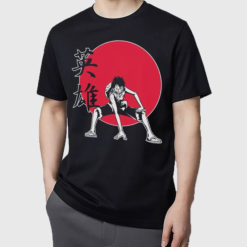 تی شرت آستین کوتاه مردانه مدل وان پیس لوفی انیمه ای anm513