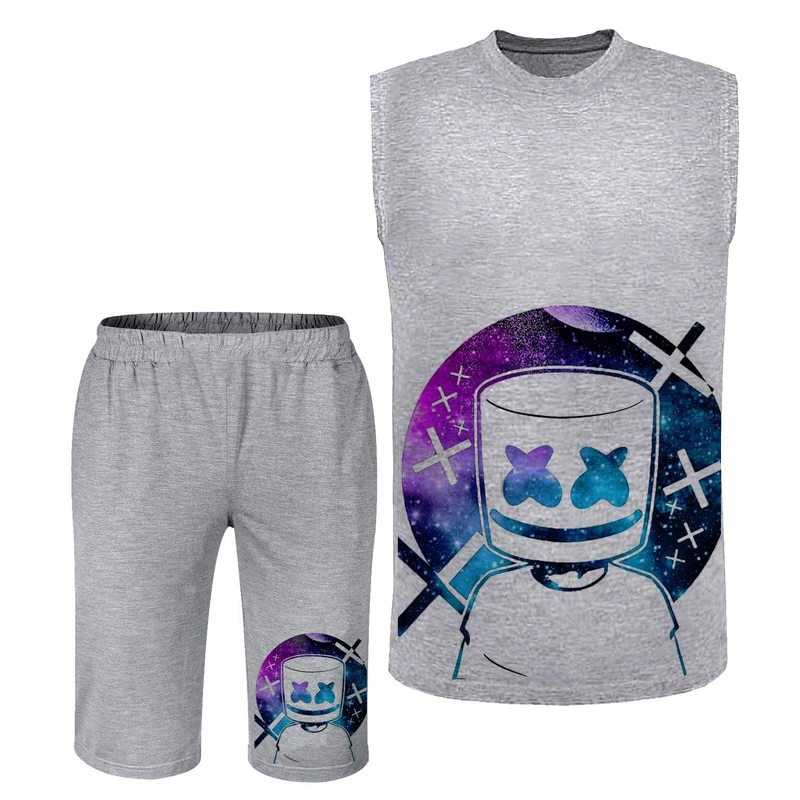 ست تاپ و شلوارک مردانه مدل مارشملو N184