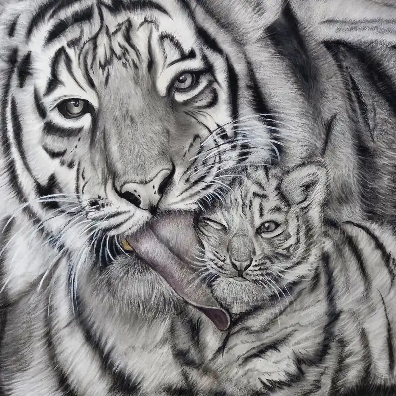 نقاشی سیاه قلم مدل مهر مادری