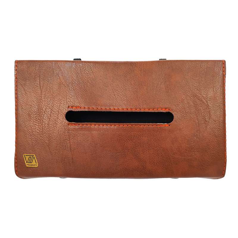 جای دستمال کاغذی خودرو مدل چرمی به همراه نگهدارنده خودکار