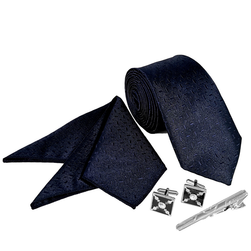 ست کراوات و دستمال جیب و دکمه سردست و گیره کراوات مردانه مدل 471B