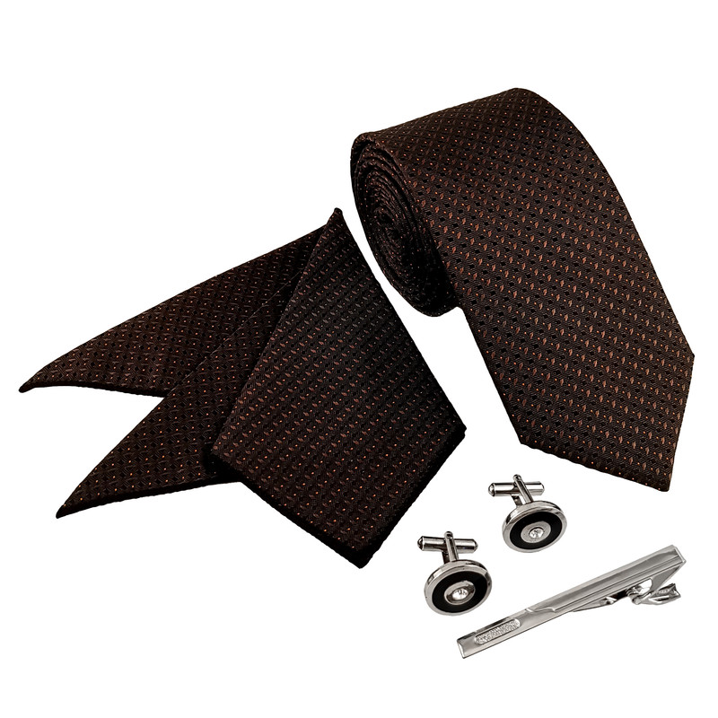 ست کراوات و دستمال جیب و دکمه سردست و گیره کراوات مردانه مدل 533
