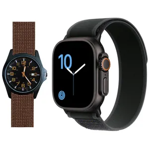 ساعت هوشمند 2.02 اینچی ویکتوری مدل WATCH 9 ULTRA 2 با بند پارچه ای به همراه ساعت مچی