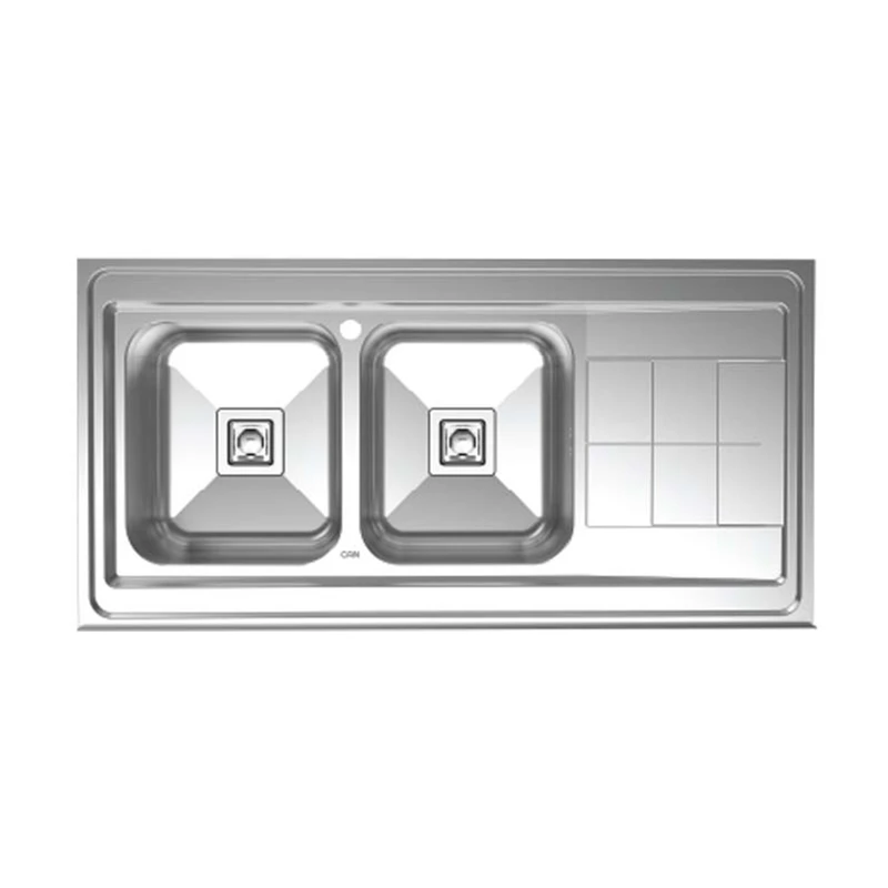 سینک ظرفشویی استیل روکار دو لگنه کن مدل ۹۱۳۲s لگن چپ
