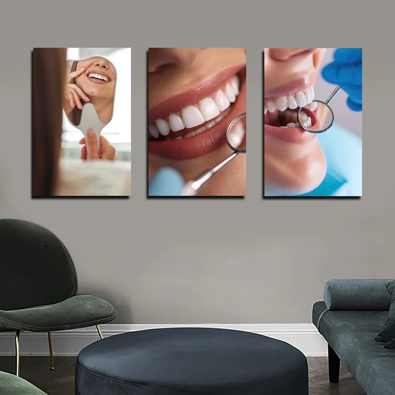 تابلو شاسی بکلیت طرح لبخند و دندانپزشکی مدل SH-3893 مجموعه 3 عددی