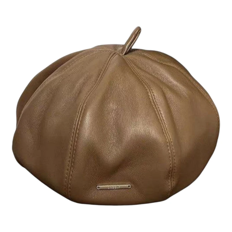 کلاه برت زنانه مدل چرم ساده کد zh317