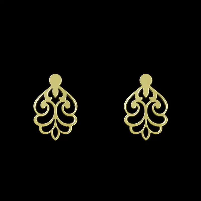 گوشواره طلا 18 عیار زنانه مدوپد مدل اسلیمی کد GA1-15255