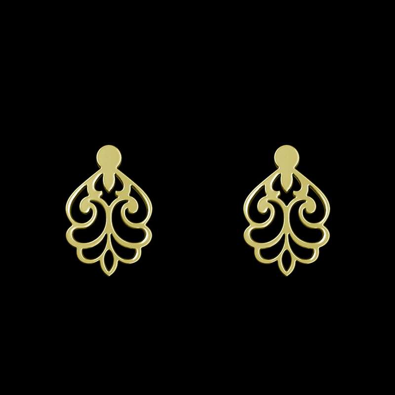گوشواره طلا 18 عیار زنانه مدوپد مدل اسلیمی کد GA1-15255