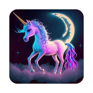 زیر لیوانی کاکتی طرح اسب تک شاخ و یونیکورن مدل mp31807