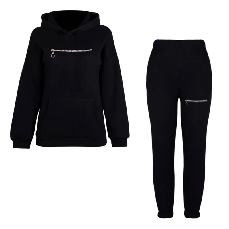 ست هودی و شلوار دخترانه مدل تک زیپ کد 803