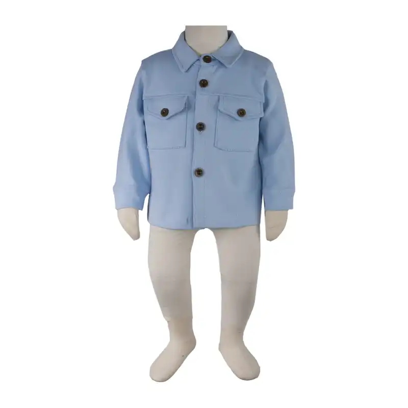 شومیز نوزادی آدمک مدل جیب دار کد 148768 رنگ آبی روشن