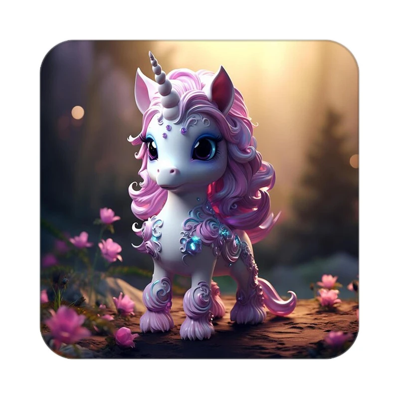 زیر لیوانی کاکتی طرح اسب تک شاخ و یونیکورن مدل mp30031