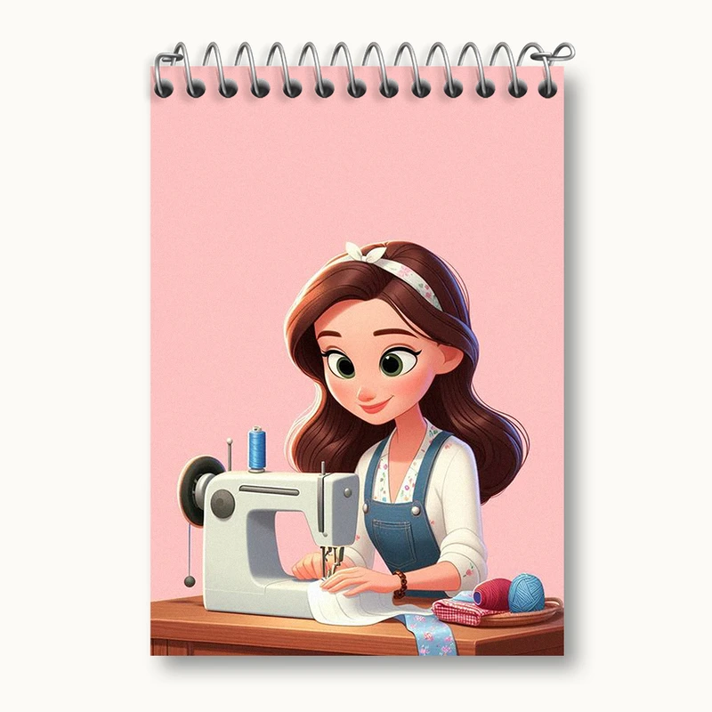 دفتر یادداشت 50 برگ خندالو طرح دختر خیاط کد N2025