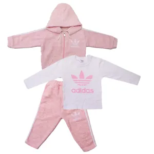 ست 3 تکه لباس دخترانه مدل حوله ای رنگ صورتی