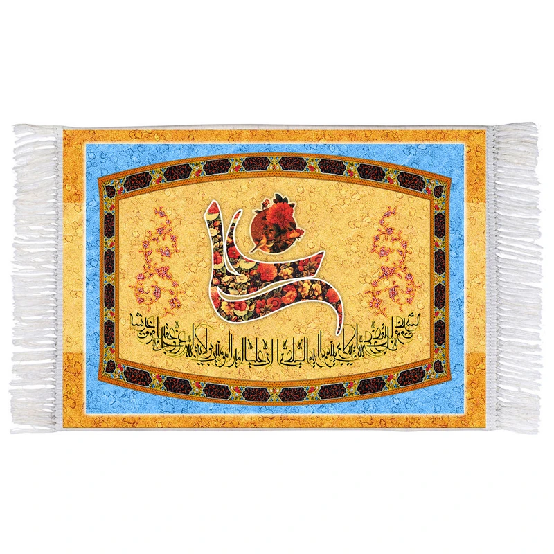 فرش ماشینی دیوارکوب اطلس آبی مدل علی کد T4146