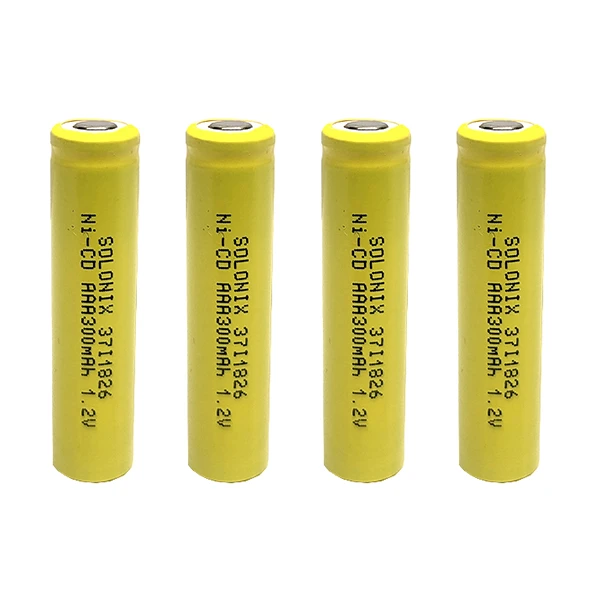 باتری نیم قلمی قابل شارژ سولونیکس مدل  صنعتی 300mAh سرتخت مجموعه 4 عددی