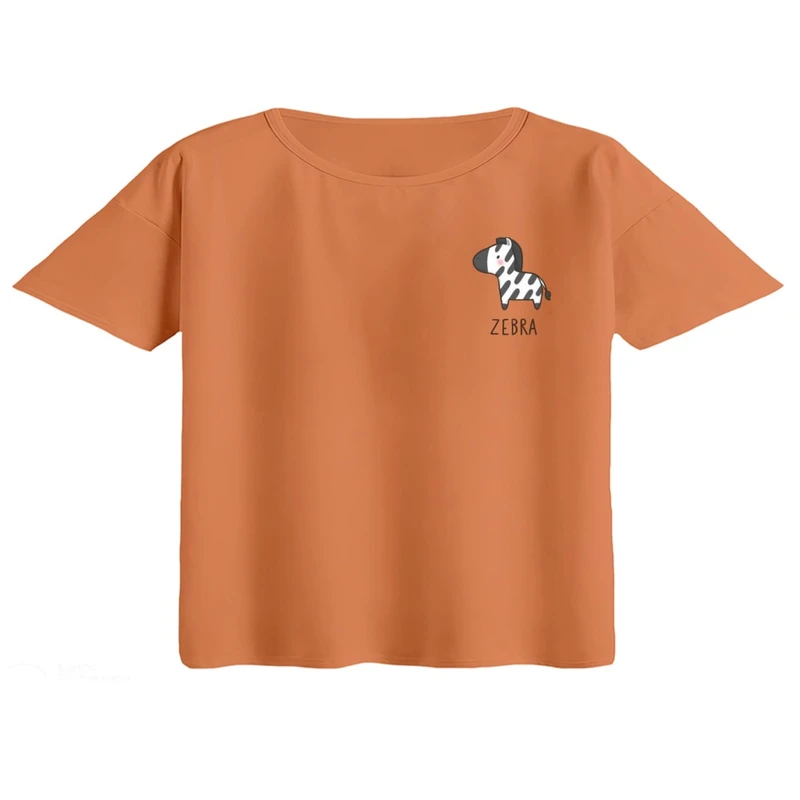 کراپ تی‌شرت آستین کوتاه زنانه مدل گورخر کد ۷ رنگ گلبهی