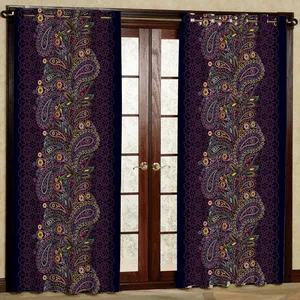   پرده مدل بته جقه رنگی  هازان پانچی کد D 107  سایز 140x200 سانتی متر