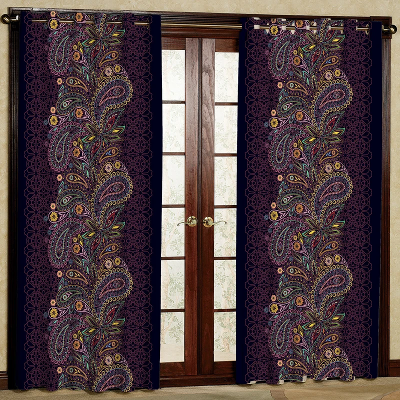   پرده مدل بته جقه رنگی  هازان پانچی کد D 107  سایز 140x200 سانتی متر