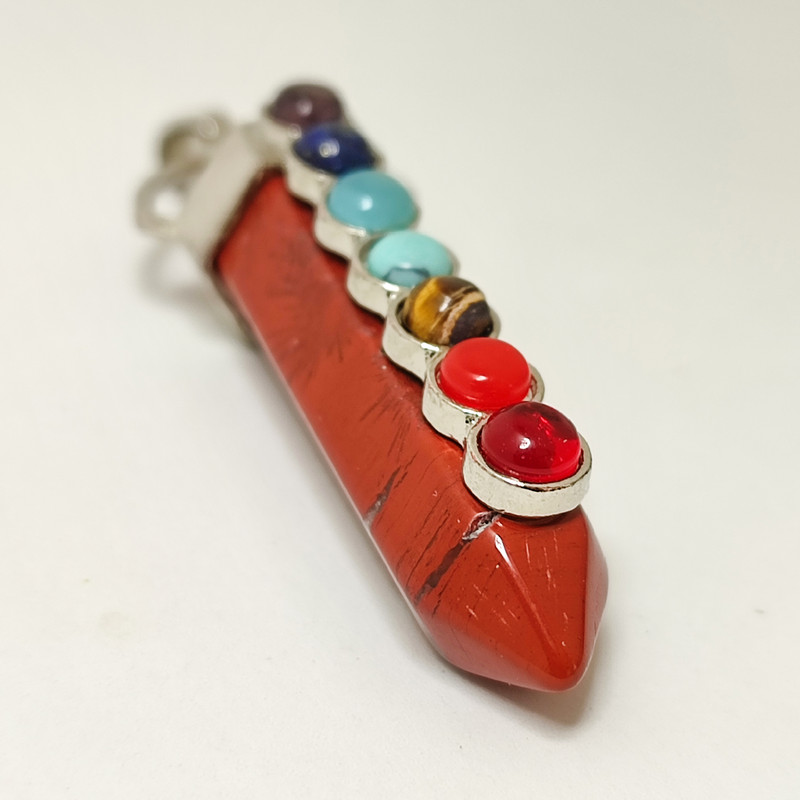 آویز گردنبند زنانه مدل هفت چاکرا سنگ جاسپر 777