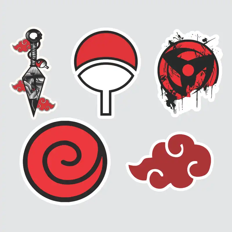 استیکر لپ تاپ پیکسل میکسل مدل انیمه ناروتو ایتاچی شارینگان مجموعه 5 عددی