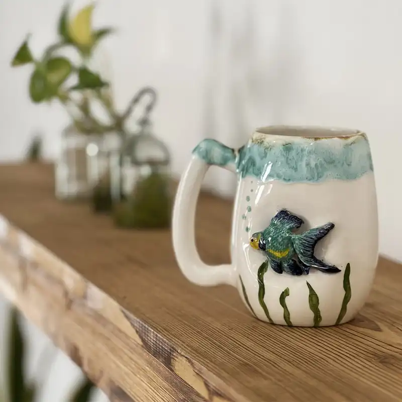 لیوان سرامیکی طرح ماهی دریا مدل 3D