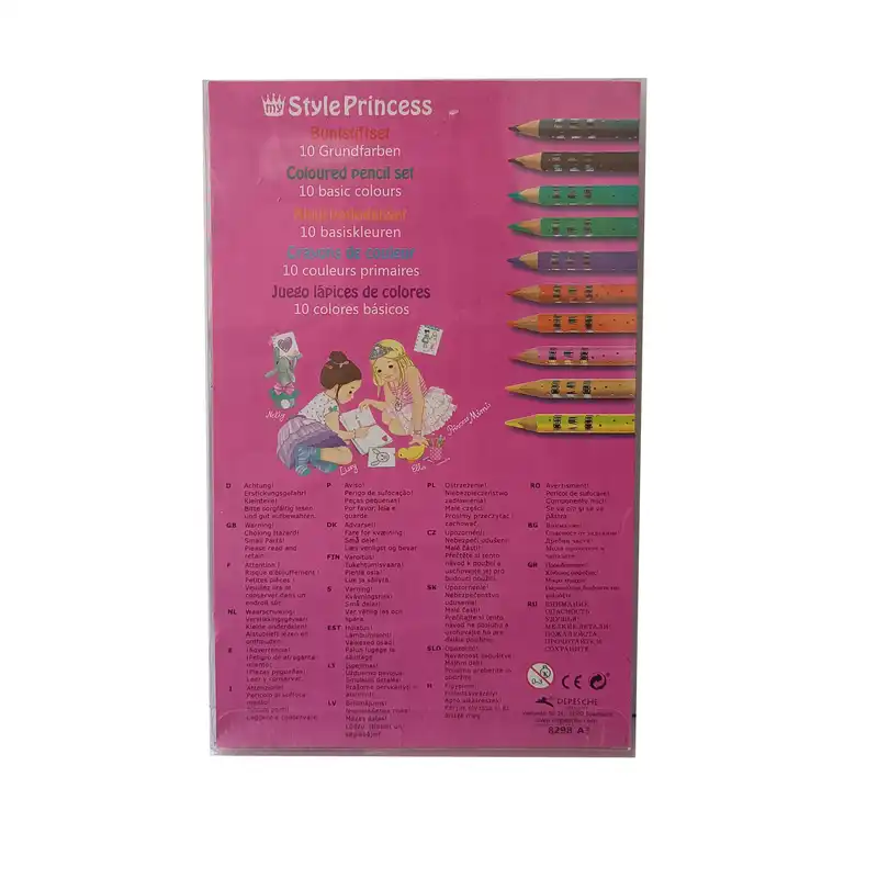 مداد رنگی 10 رنگ دیپچ مدل Style Princess به همراه تراش