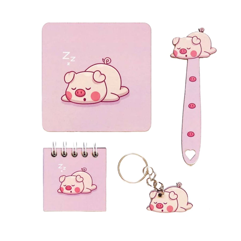 بسته لوازم تحریر مدل خوک کد 01 مجموعه 4 عددی