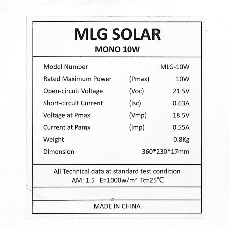 پنل خورشیدی ام ال جی مدل TKSP-10 ظرفیت 10 وات پنل خورشیدی ام ال جی مدل TKSP-10 ظرفیت 10 وات