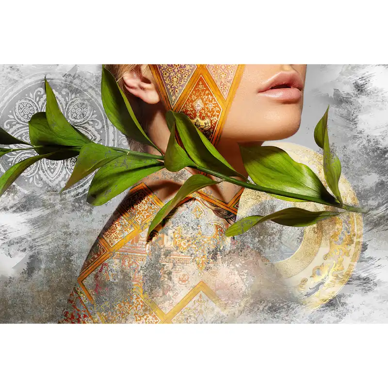 پوستر دیواری طرح برگ و صورت کد 22613