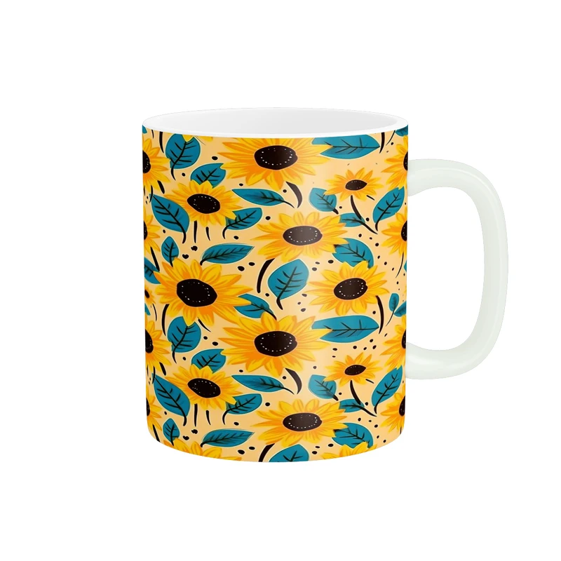 ماگ پادآفرین مدل فانتزی طرح گل آفتابگردان کد p9694