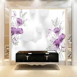 پوستر دیواری سه بعدی مدل گل شیپوری زمینه گوی DVRF2307