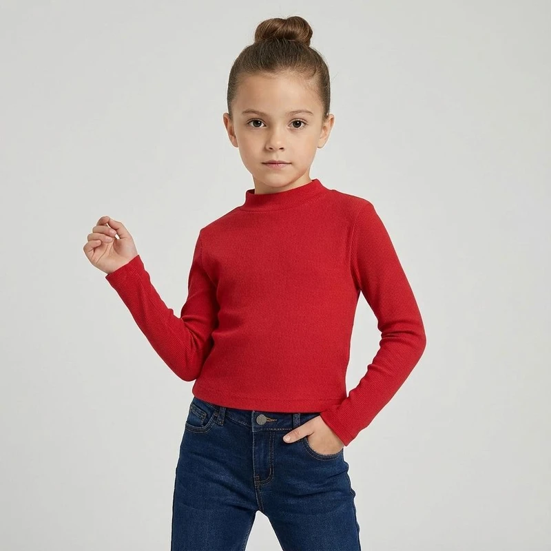 تی‌شرت آستین بلند یقه ایستاده بچگانه تیتیش مدل 7007271