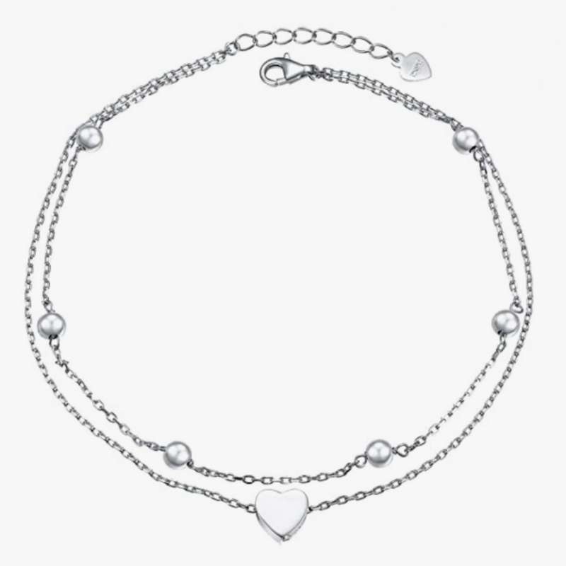 پابند نقره زنانه مدل گوی و تک قلب 662 پابند نقره زنانه مدل گوی و تک قلب 662