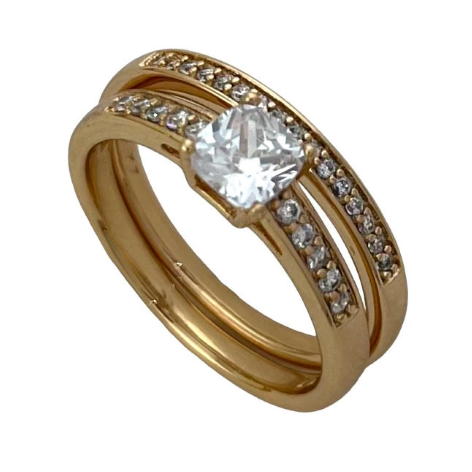 انگشتر زنانه ژوپینگ مدل تک نگین کد R4580 مجموعه 2 عددی