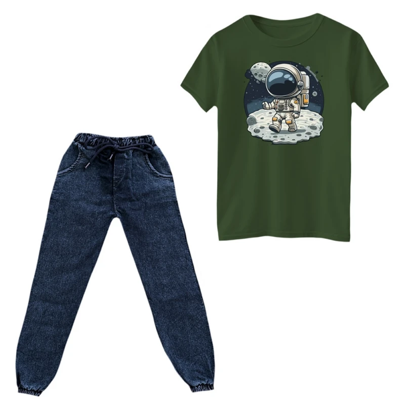 ست تی‌شرت و شلوار پسرانه مدل فضانورد